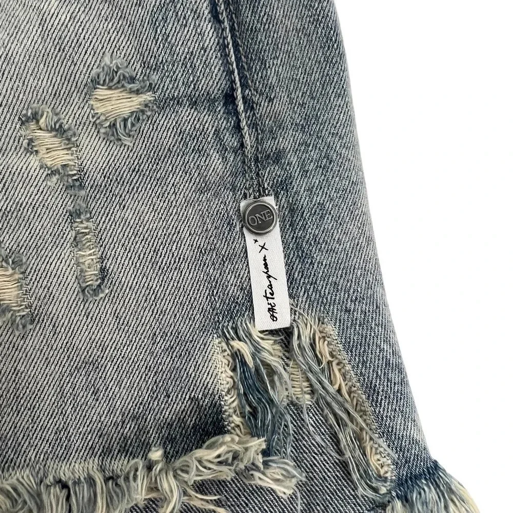 One Teaspoon Le Wolves Distressed Cutoff Jean Shorts High Rise Size 24 US 2 NEW